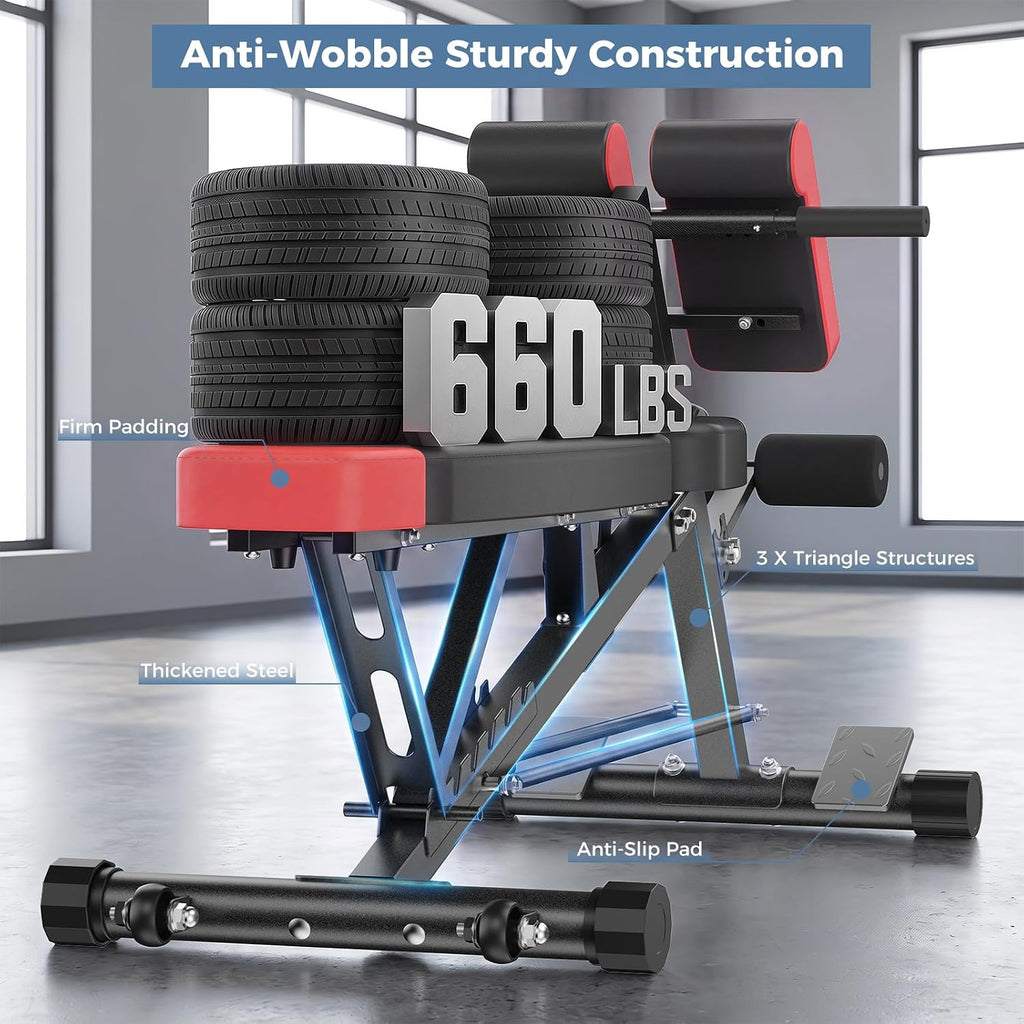 DUMOS Adjustable Weight Bench, 660 LBS Workout Bench Press with 2 Wheels