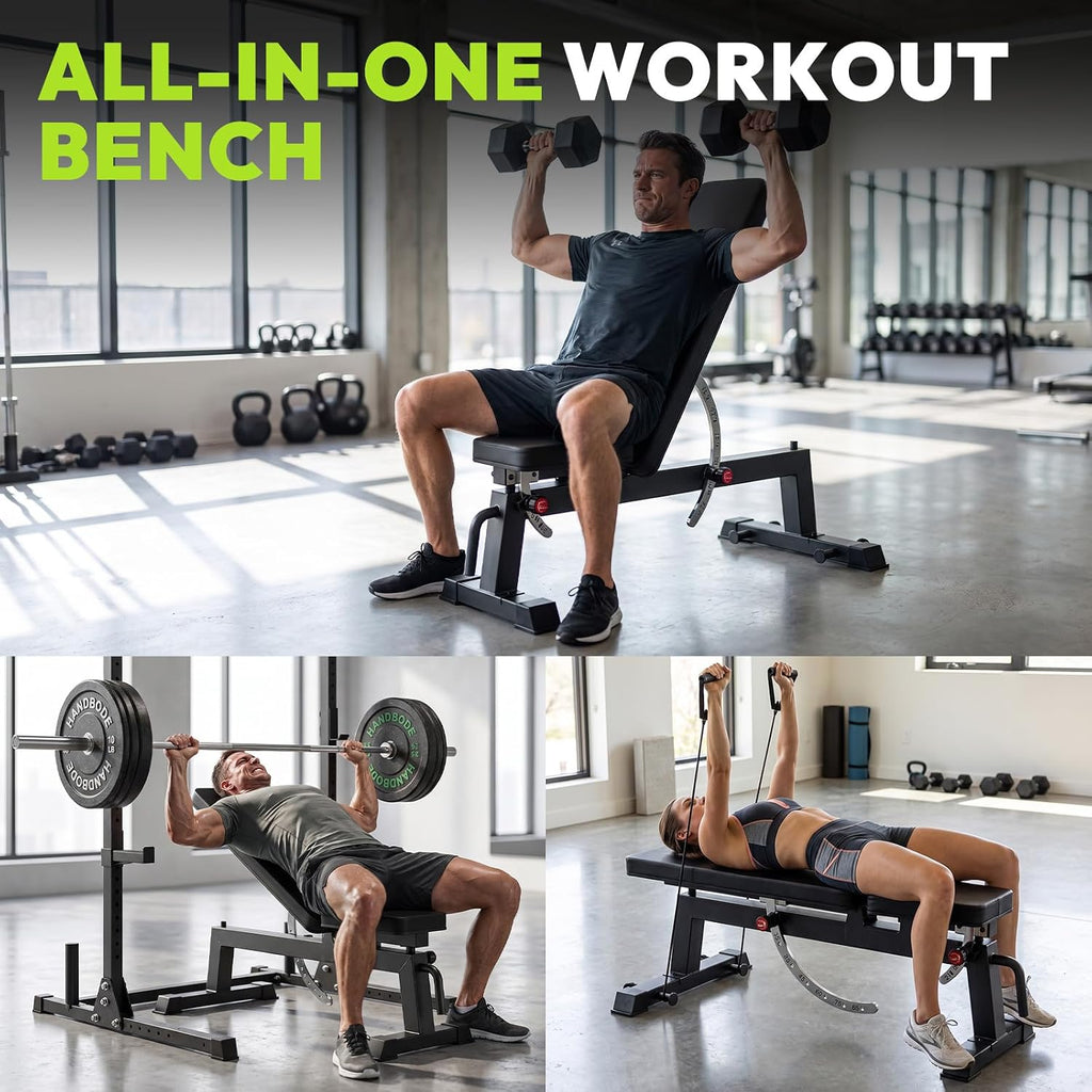 HANDBODE Adjustable Weight Bench, 1500 lb Capacity Workout Bench for Home