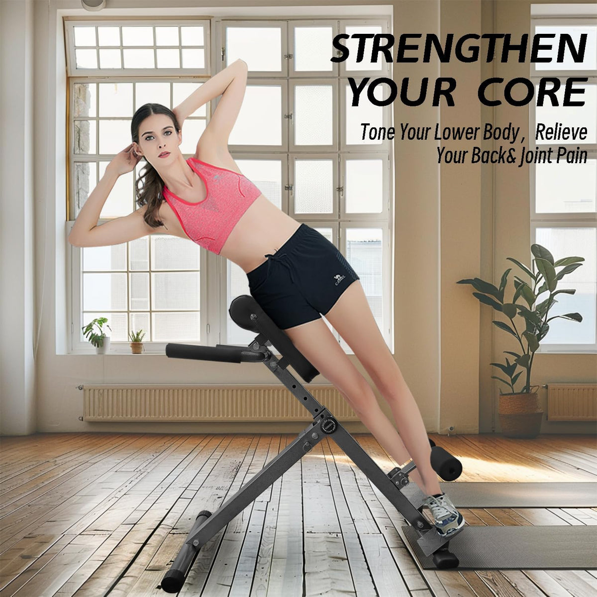 Foldable Hyperextension Roman Chair 250LBS Capacity for Home Gym