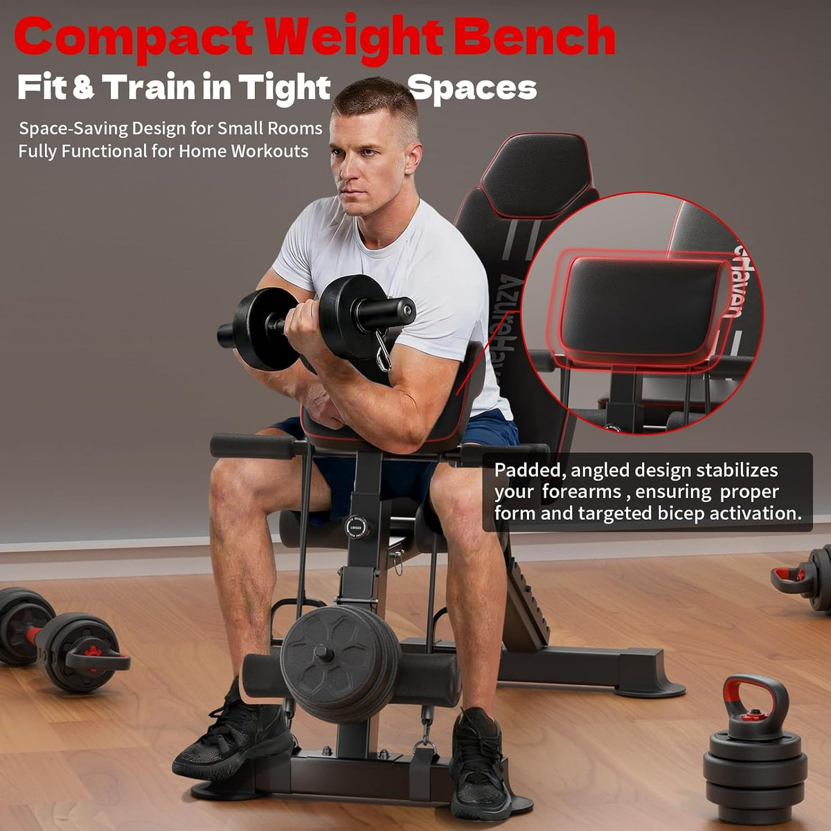 Adjustable Weight Bench, Foldable Incline Decline Flat Workout Bench for Home Gym Full Body Dumbbell Exercise, 660LBS Capacity