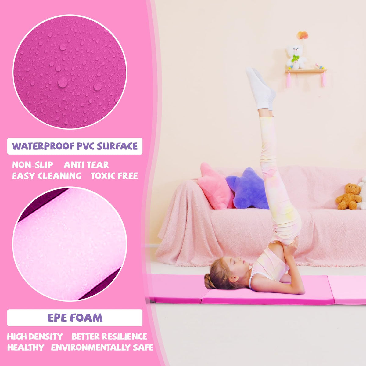 Kangaroo Hoppers Gymnastics Tumbling Mats Foldable Gym Tumble Mat for Kids