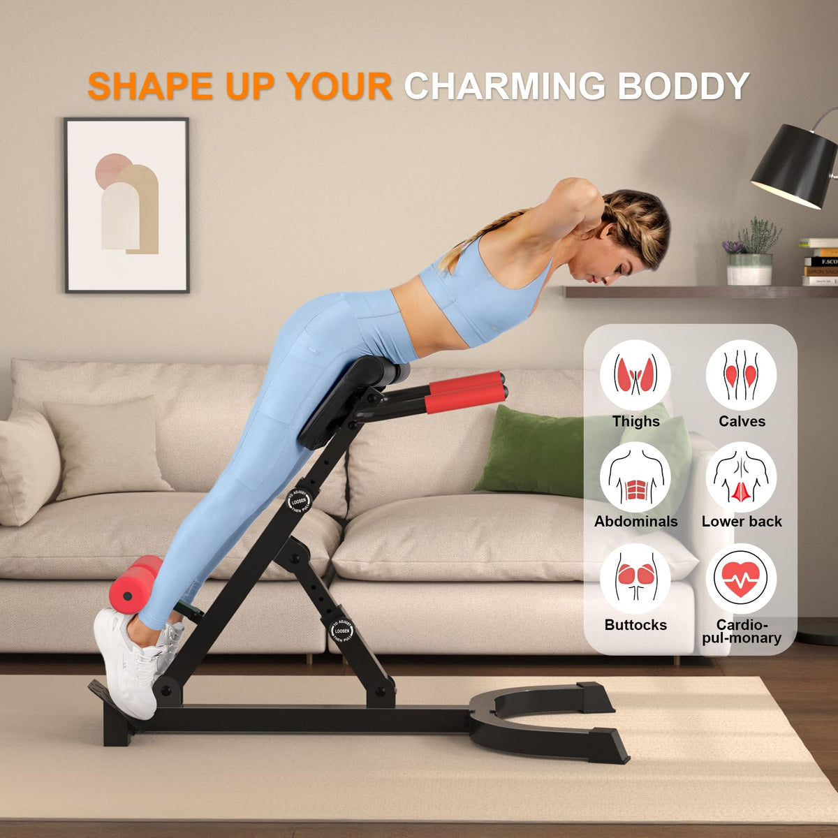 Roman Chair,Foldable Back Extension Machine,Adjustable Ab Back Extension Machine,Core Strength Trainer,Back Exercise Machine for Glute,Ab Workouts,Full All-in-One Body Workout&Home Gym Fitnessï¼Blueï¼