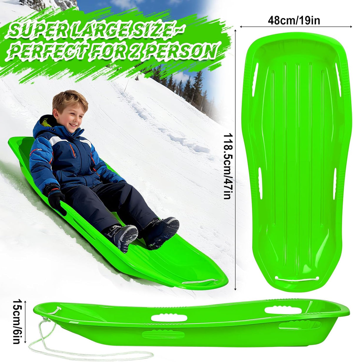 Large Sturdy Snow Sleds for Both Kids and Adults,48â