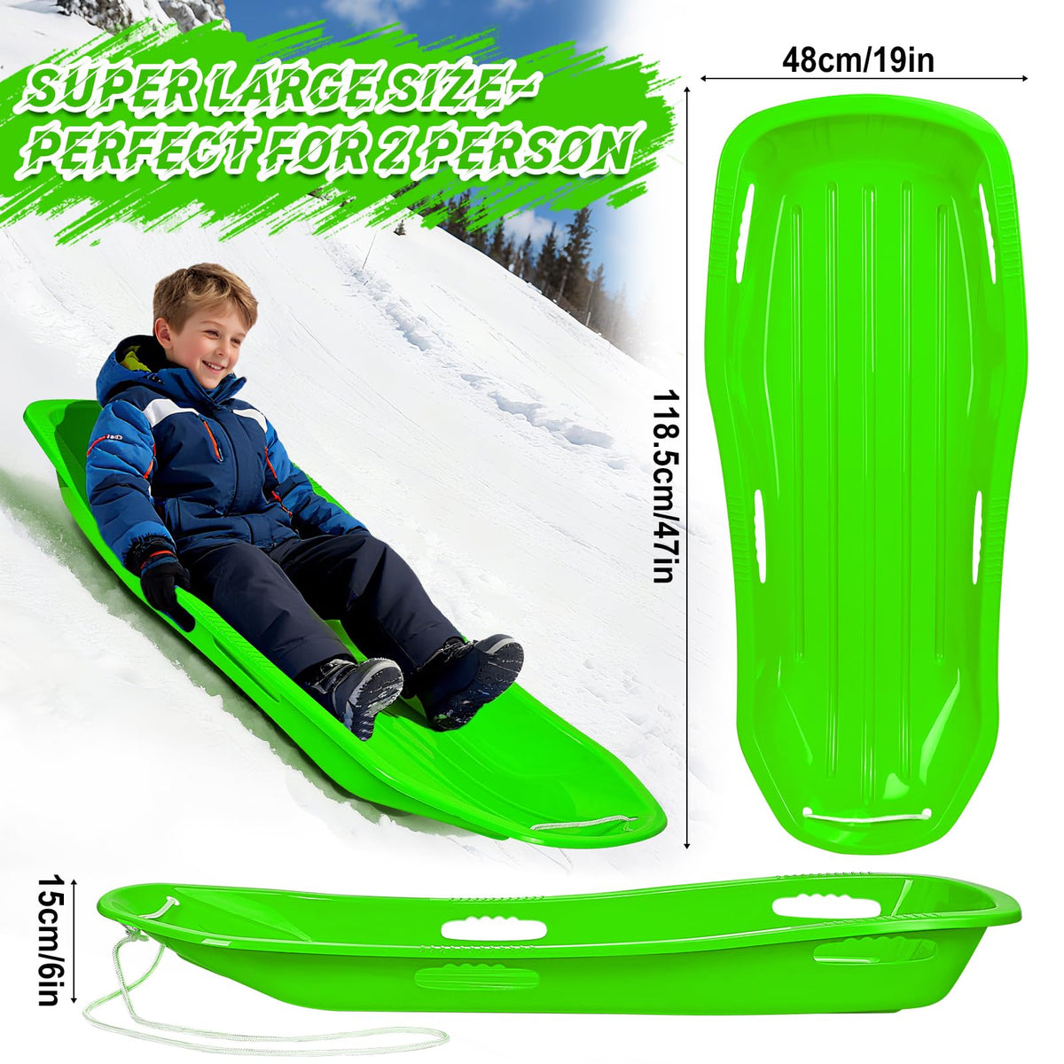 Large Sturdy Snow Sleds for Both Kids and Adults,48â