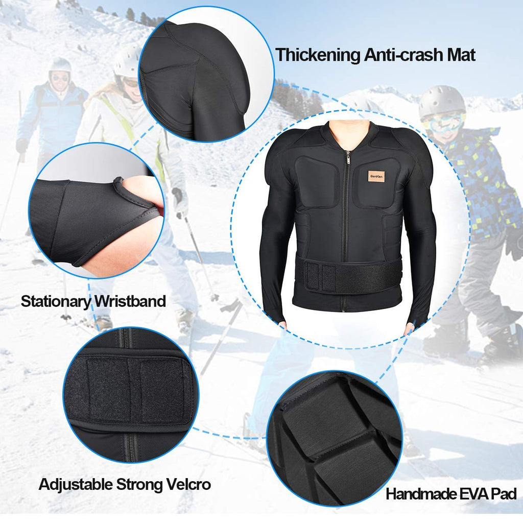 BenKen Men's Women's Professional Anti-Collision Sports Shirts, Protection of the Back, Motorcycle Protective Jacket for Skateboarding Skating Snowboarding Cycling