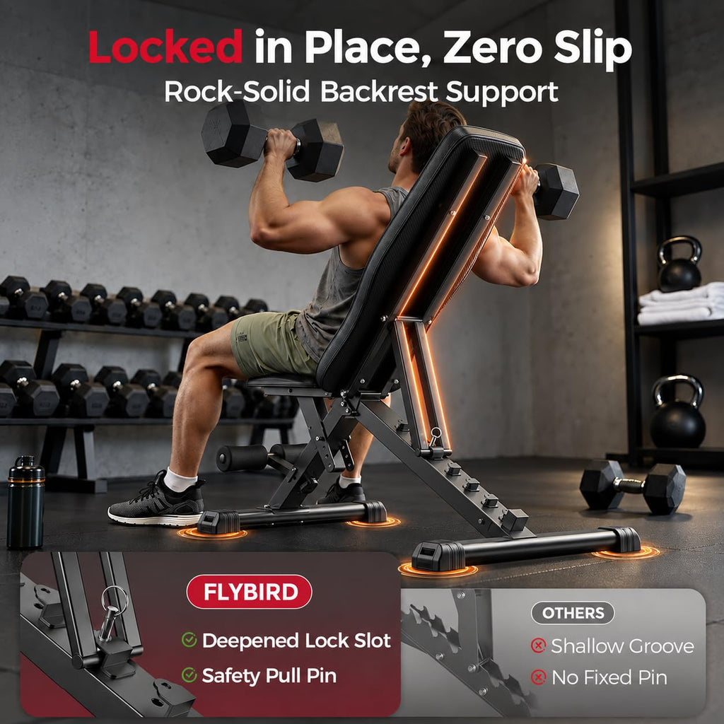FLYBIRD Adjustable Weight Bench, Full Body Workout Bench for Home Gym
