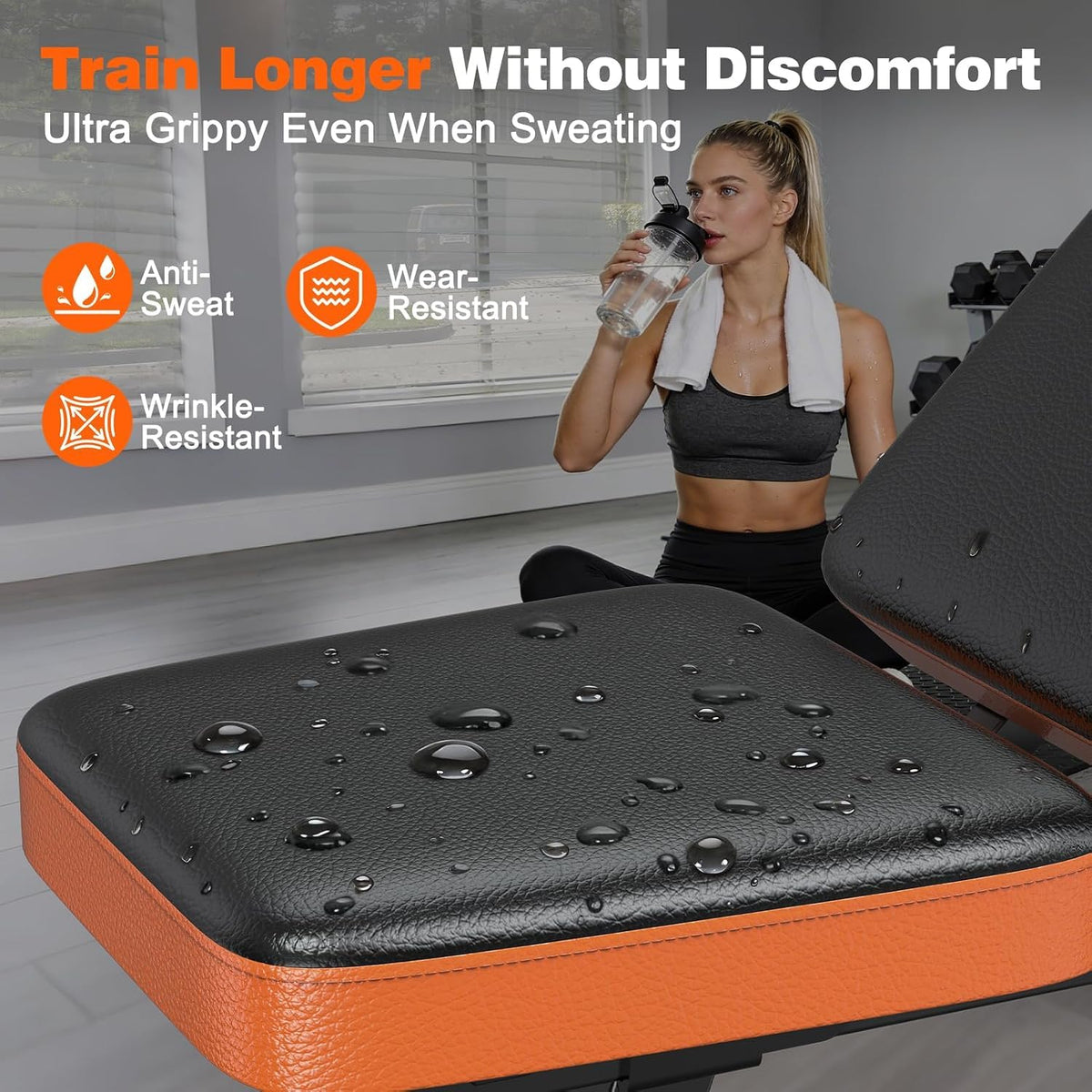 Fostoy Adjustable Weight Bench with Barbell Rack & Incline Design