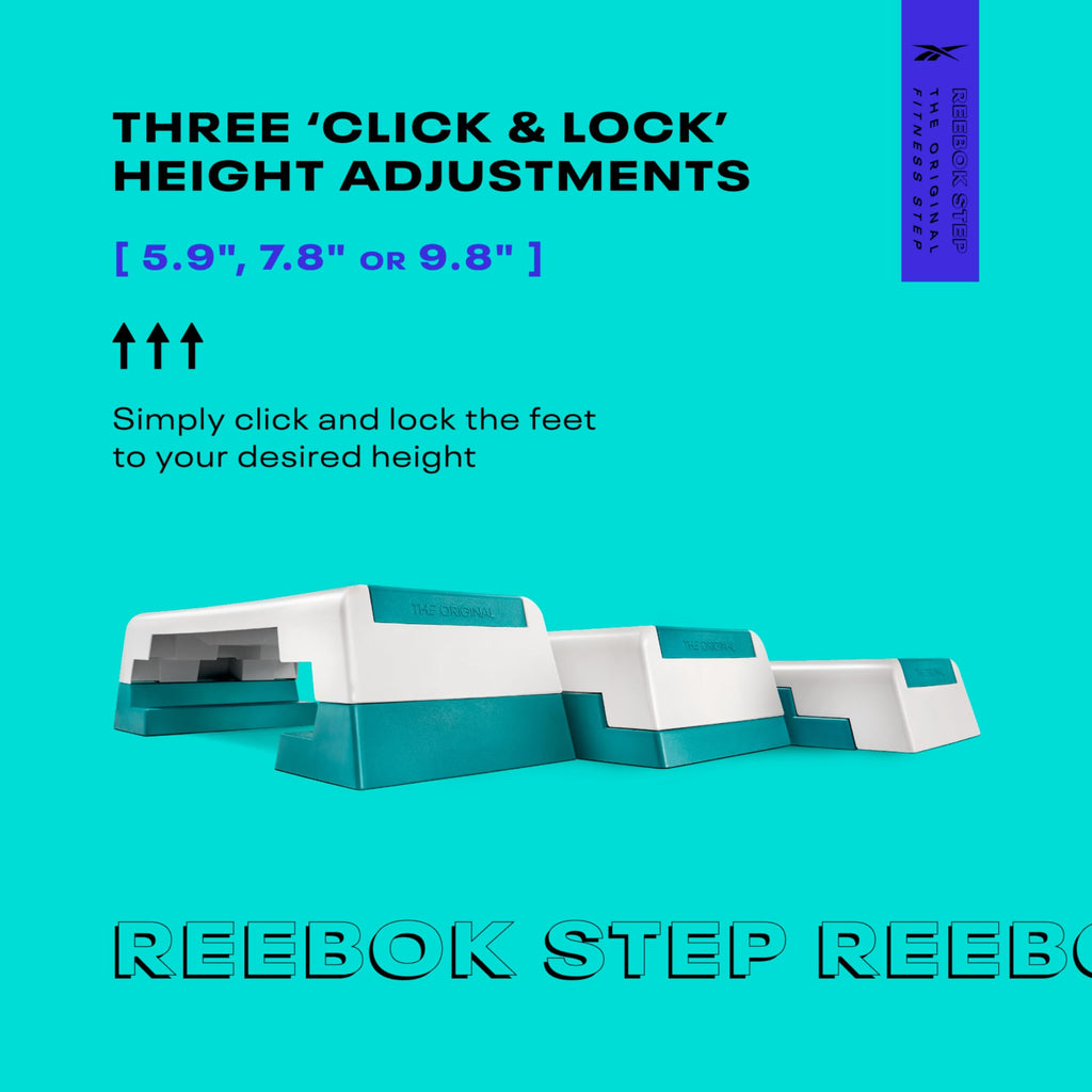 Reebok Fitness Multipurpose Adjustable Aerobic and Strength Training Workout Step Platform for HIIT, Cardio, and General Sessions