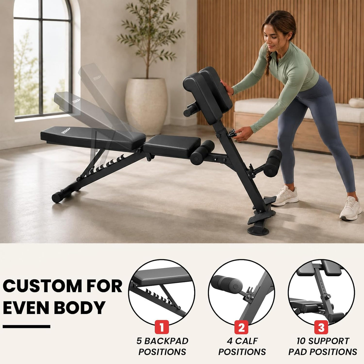 YYJO 1000LBS Adjustable Weight Bench Roman Chair