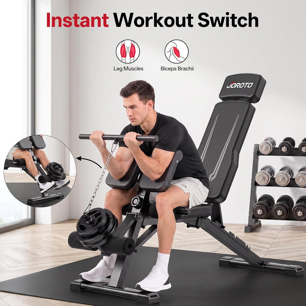 JOROTO Adjustable Weight Bench, Foldable Incline Decline Flat Workout Bench