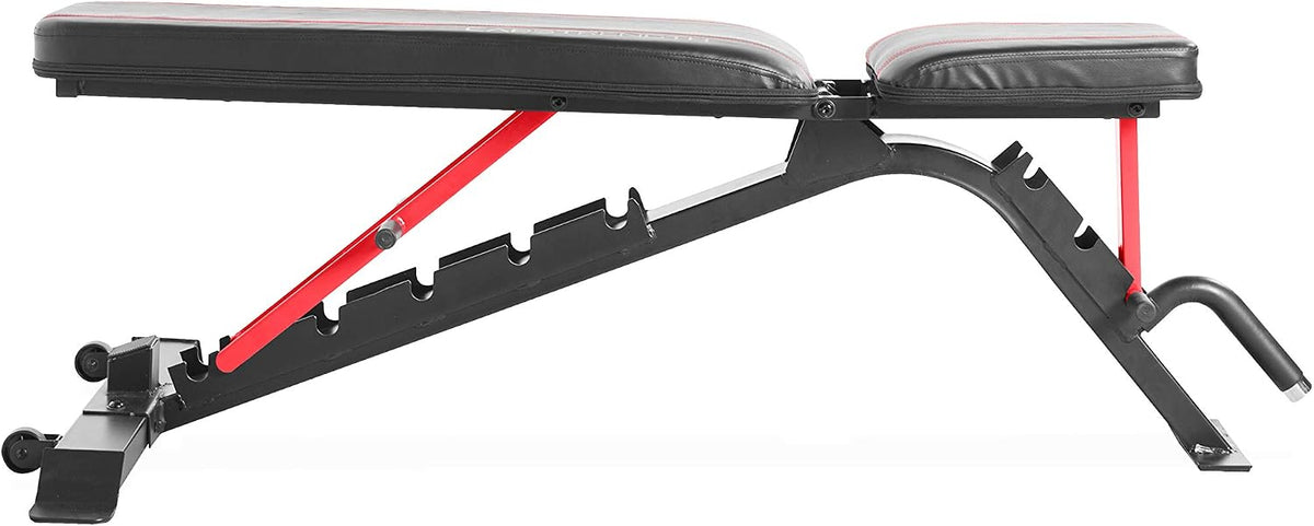 CAP Barbell Strength FID Workout Bench | Flat Incline Decline Positions, Black/Red