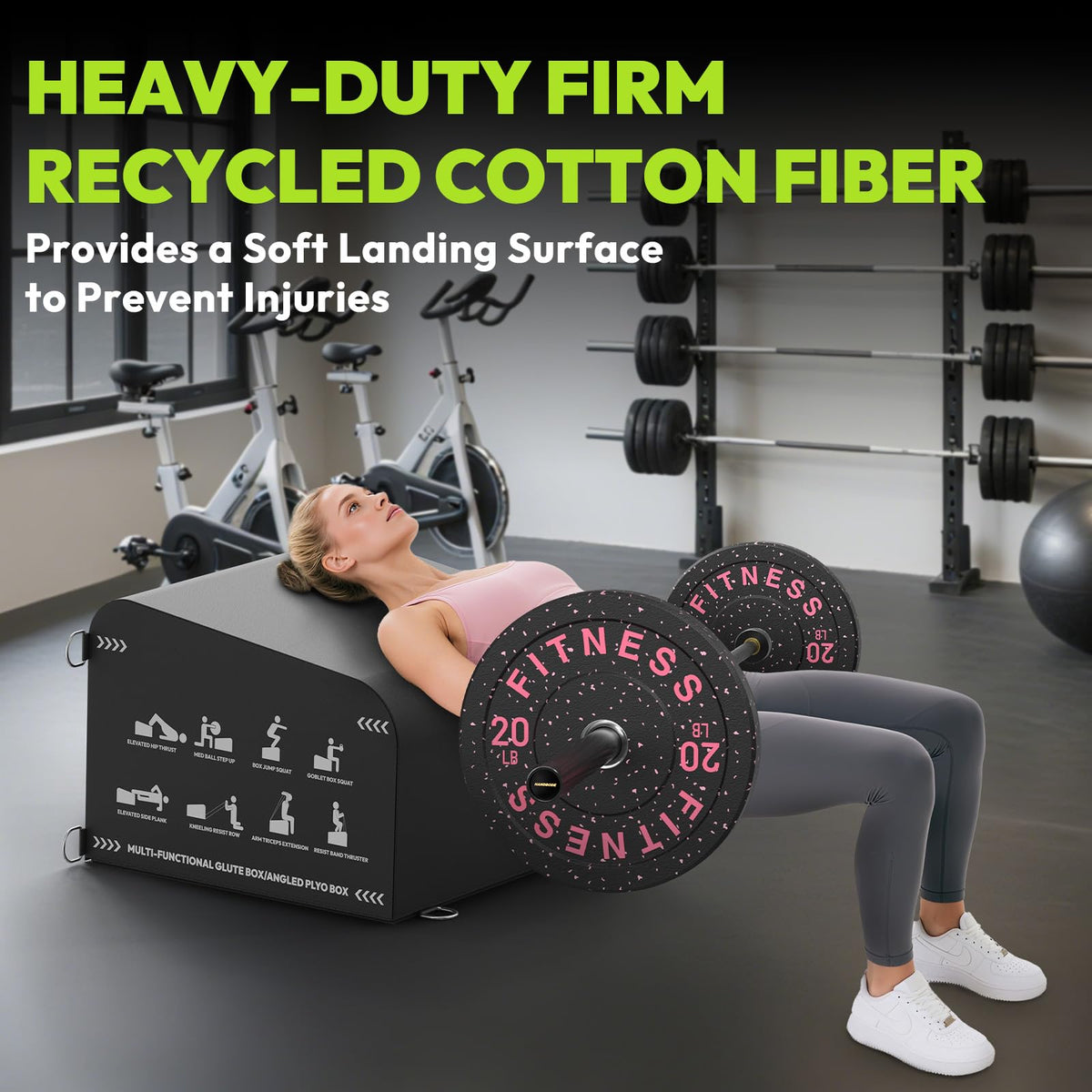 HANDBODE Hip Thrust Bench, Multi-Functional Slip-Free Hip Thrust Machine