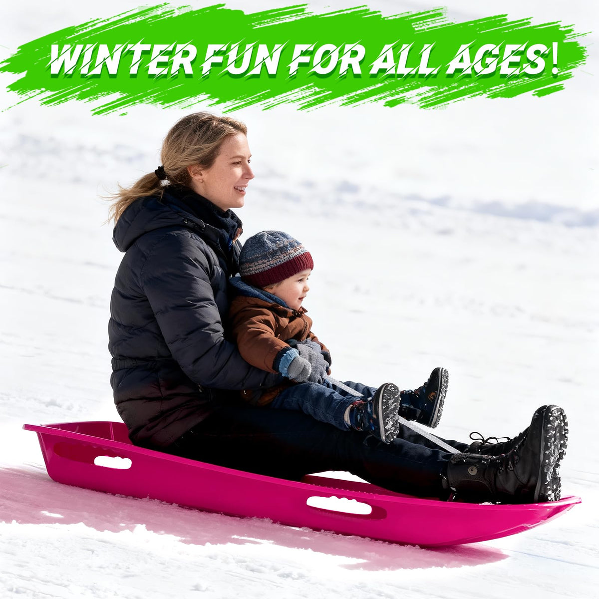 Large Sturdy Snow Sleds for Both Kids and Adults,48â