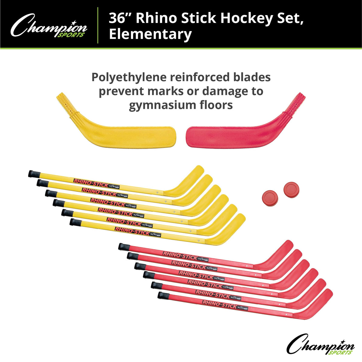 Champion Sports Rhino Stick Hockey Set â Durable ABS Sticks, Non-Marring Blades, Multiple Sizes â Complete Sets