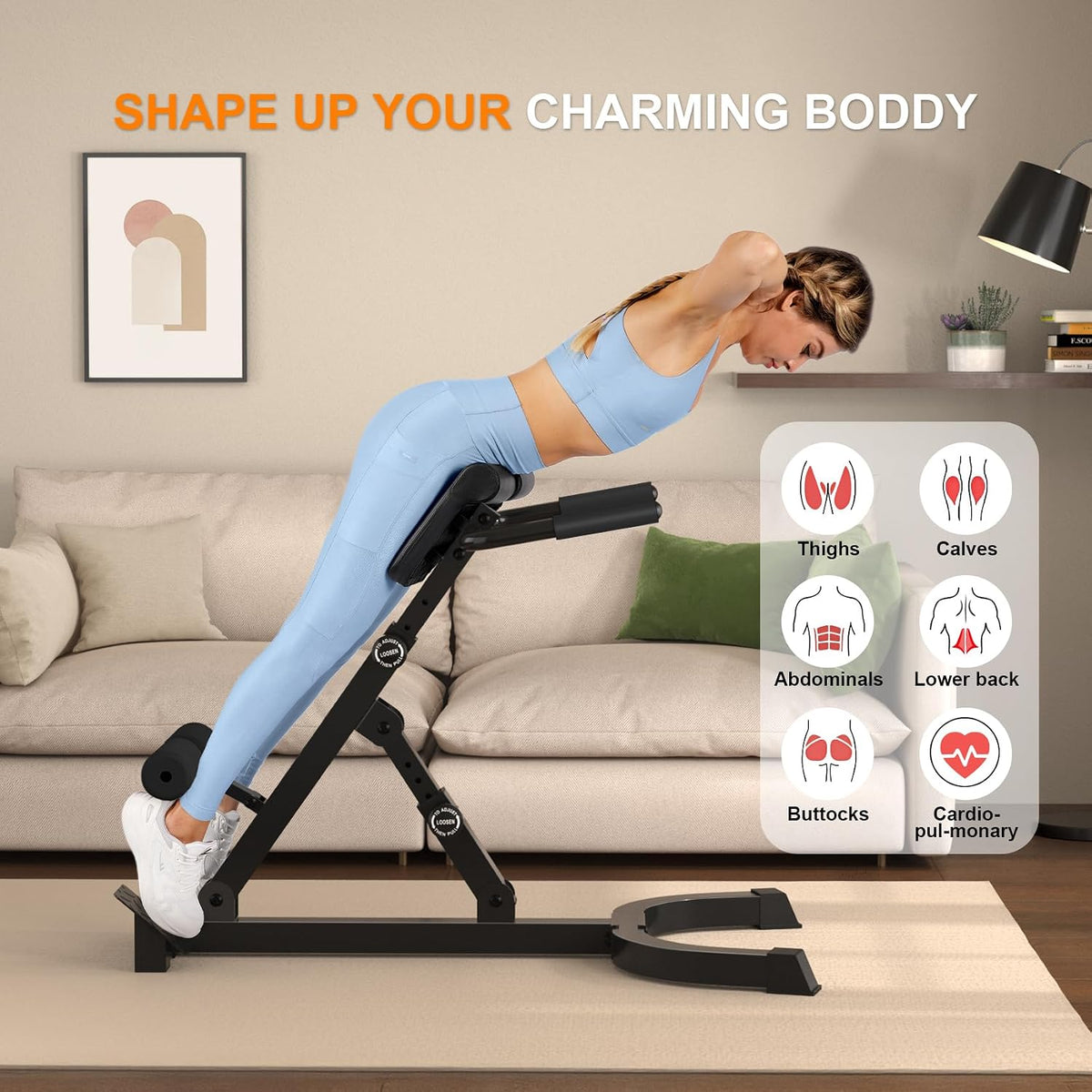Roman Chair,Foldable Back Extension Machine,Adjustable Ab Back Extension Machine,Core Strength Trainer,Back Exercise Machine for Glute,Ab Workouts,Full All-in-One Body Workout&Home Gym Fitnessï¼Blueï¼