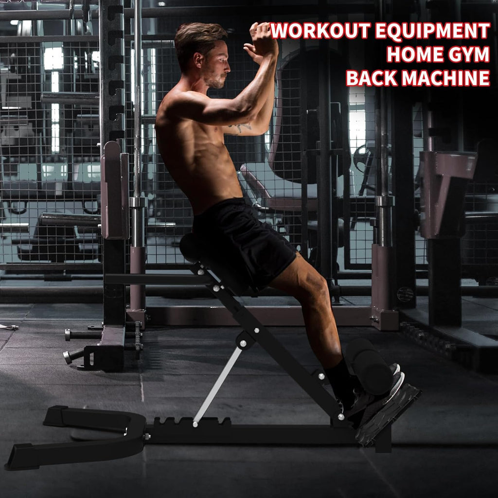 Dual Adjustable Roman Chair Back Extension Bench, 330Lbs Weight Capacity, Adjustable Back Exercise Machine for Core Strength and Back Pain Relief for Home Gym