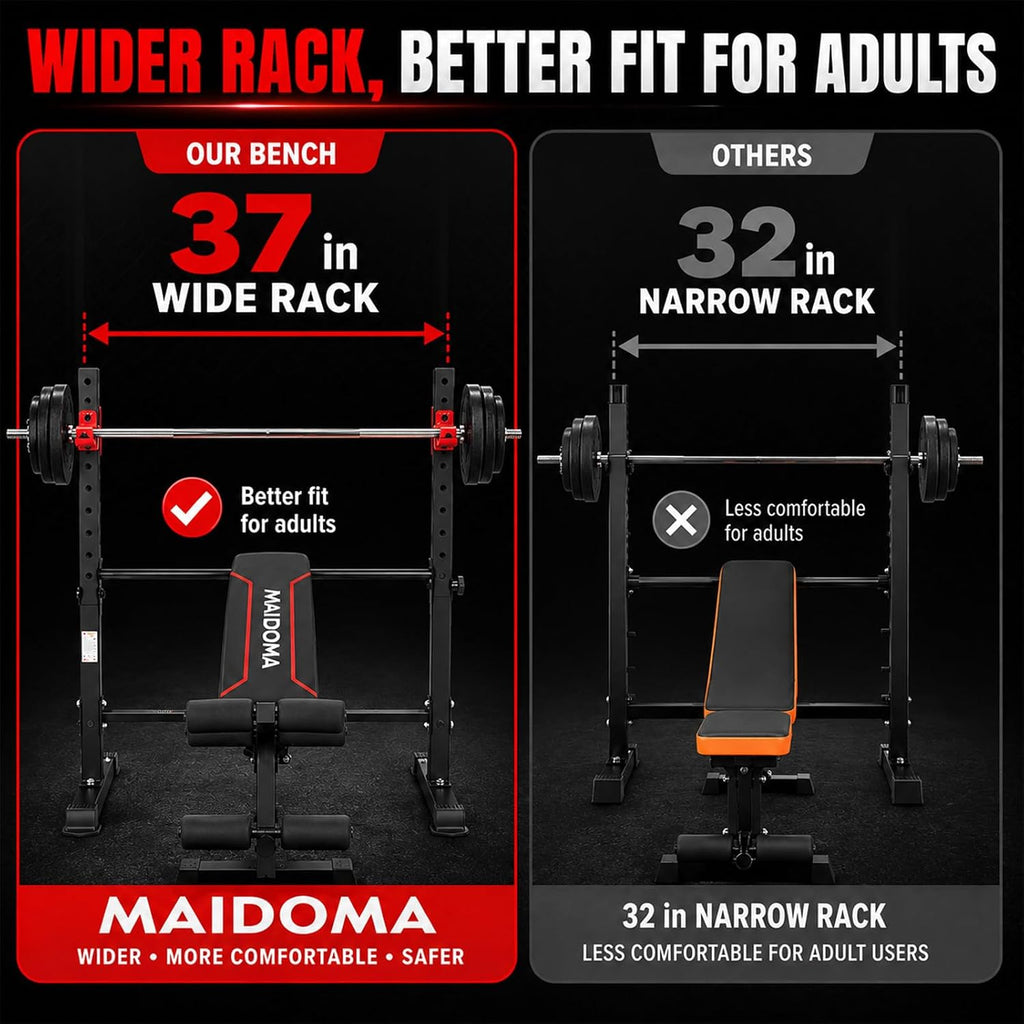 MAIDOMA 1500LBS Foldable 8 IN 1 Weight Bench with Upgraded Leg Extension