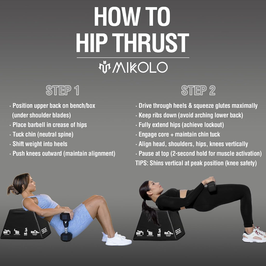 Mikolo Hip Thrust Bench, Hip Thrust Machine at Home for Glute Bridge, Multi-Functional Hip Thrust Box with Non-Slip, Glute Workout Equipment, 700LB Load Capacity, Core & Ab Strength Training