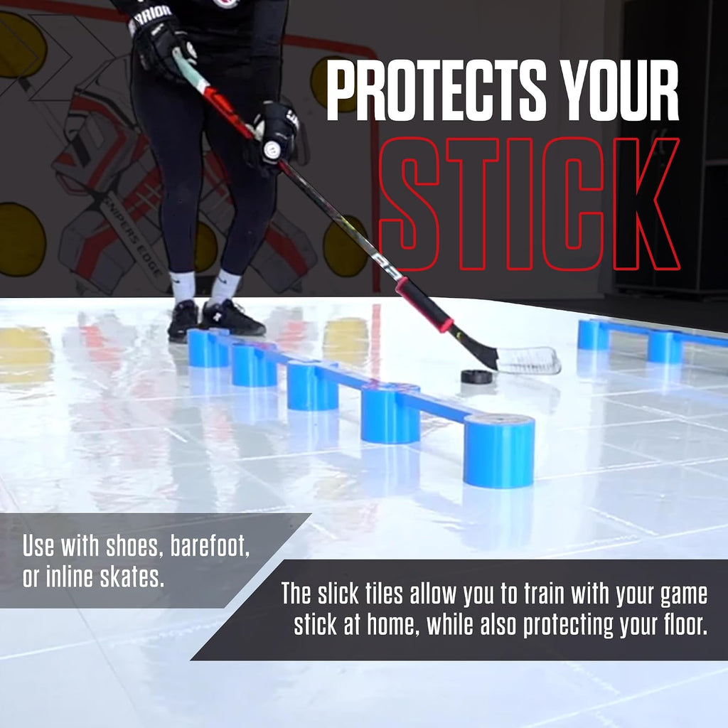 Snipers Edge Hockey Dryland Slick Tiles â 20-Pack 12"Ã12" White Interlocking Ice Tiles for Hockey Training, UV-Protected & Durable, Simulates Real Ice, Training Aid for Shooting