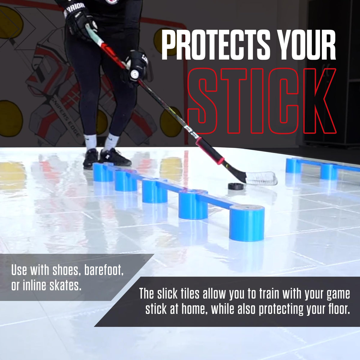 Snipers Edge Hockey Dryland Slick Tiles â 20-Pack 12"Ã12" White Interlocking Ice Tiles for Hockey Training, UV-Protected & Durable, Simulates Real Ice, Training Aid for Shooting