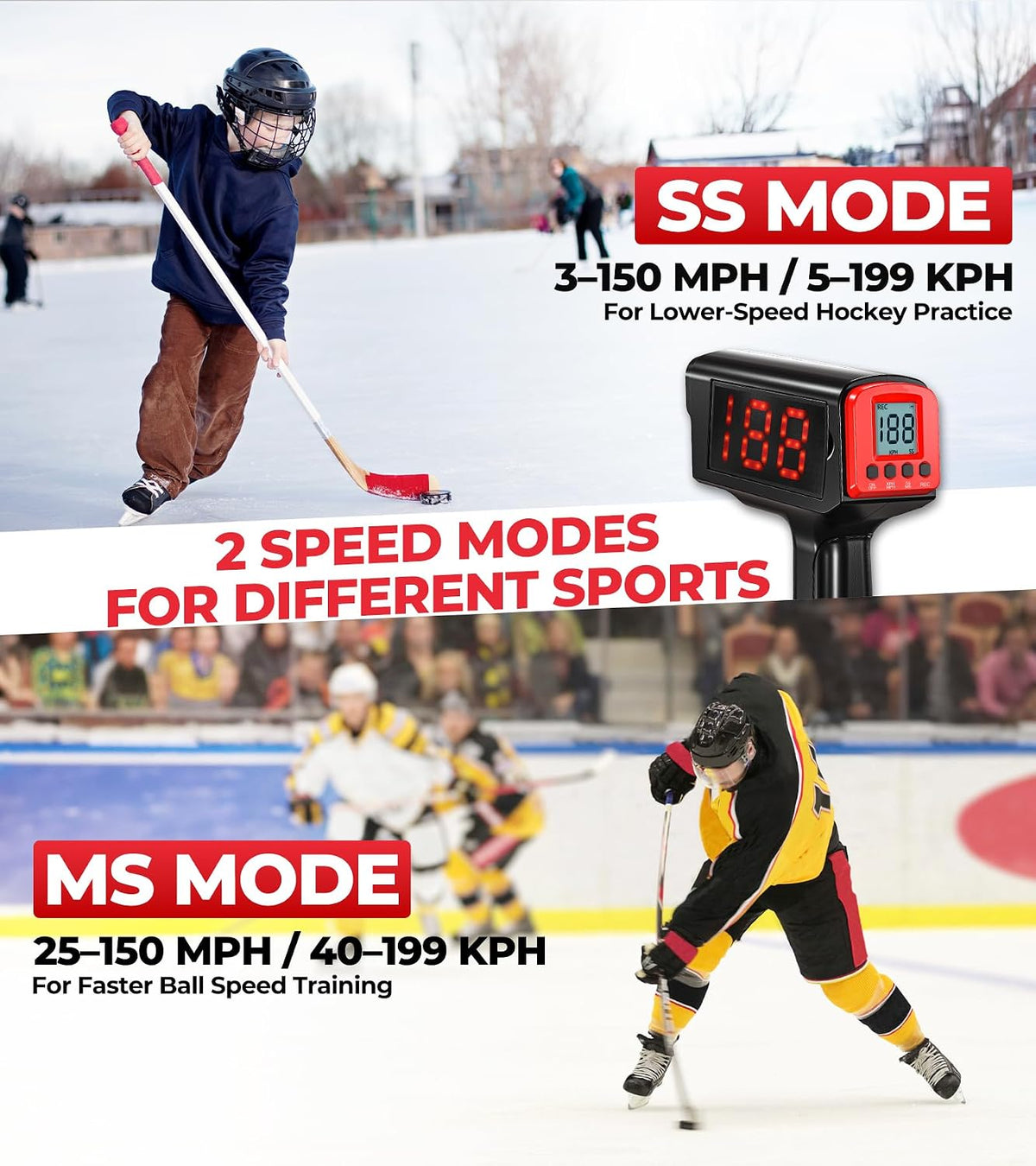 54-Inch Heavy-Duty Street Hockey Goal and Speed Radar Set