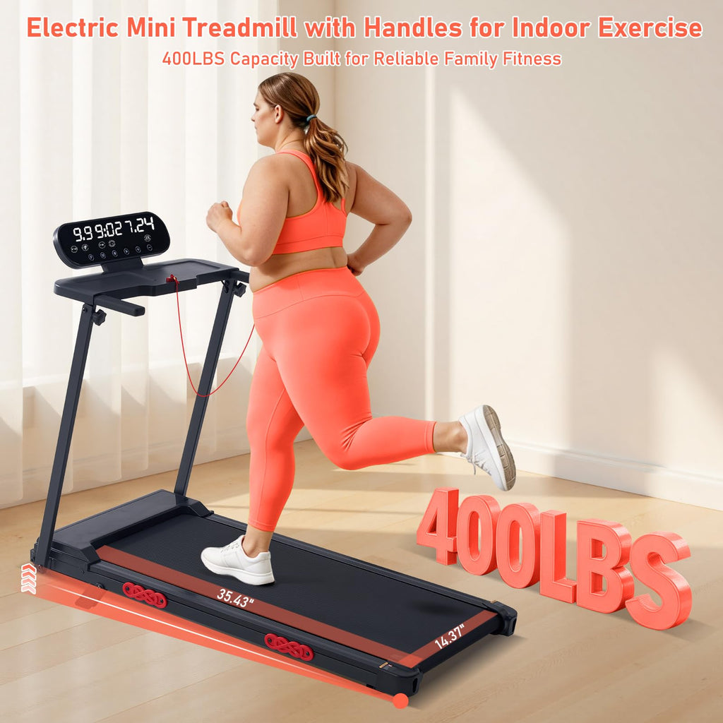 MCRG Portable Walking Pad Treadmill with Handle Bar Incline for Home Small, 3.5HP Electric Walking Pad Treadmill with Incline, Compact Mini Treadmill with Handles for Exercising, 0.6-10MPH, 400LBS