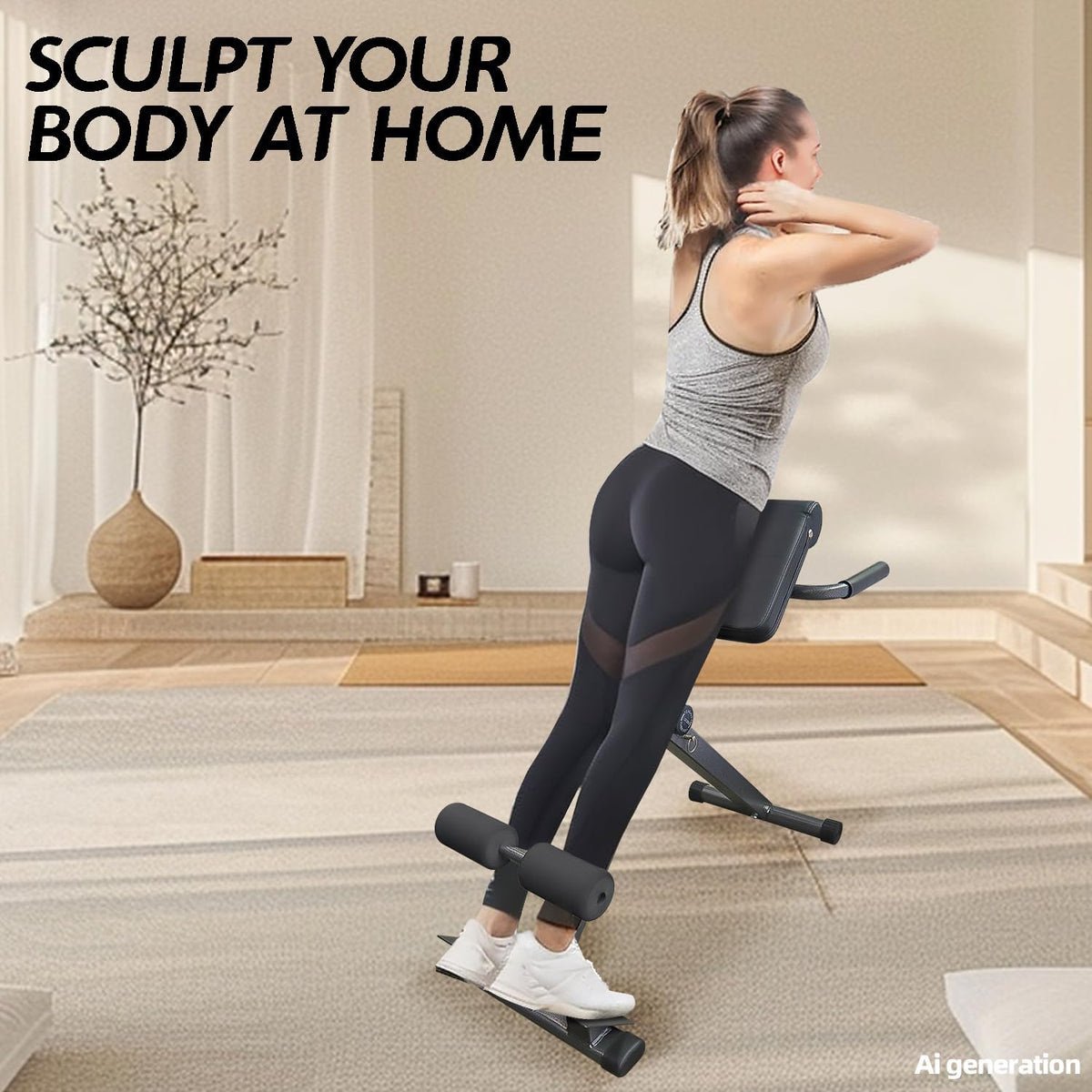 Foldable Hyperextension Roman Chair 250LBS Capacity for Home Gym