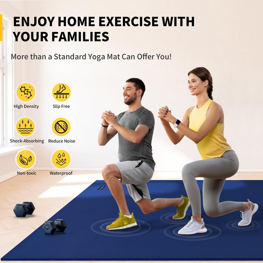 CAMBIVO 8'x6'/7'x5'/6'x4' Large Exercise Mat Workout Mat for Home Gym, 7mm