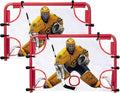 kasifei Mini Steel Hockey Net Set, 2 Pack 30" x 20" Heavy Duty Knee Hockey Net with Shooter Tutor for Kids