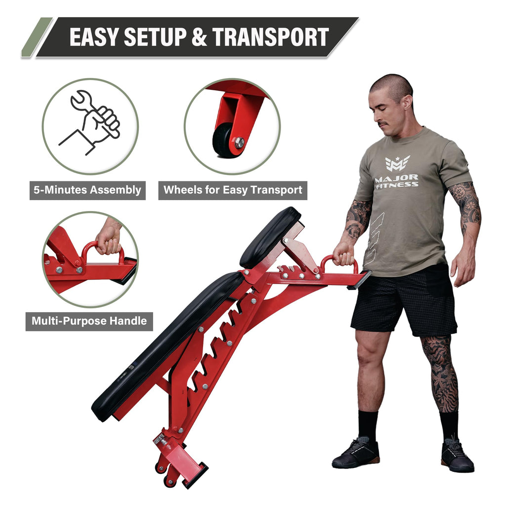 MAJOR FITNESS Weight Bench - 1300LBS Weight Capacity and 36 Adjustable Positions Strength Training Bench for Garage and Home Gym Workouts