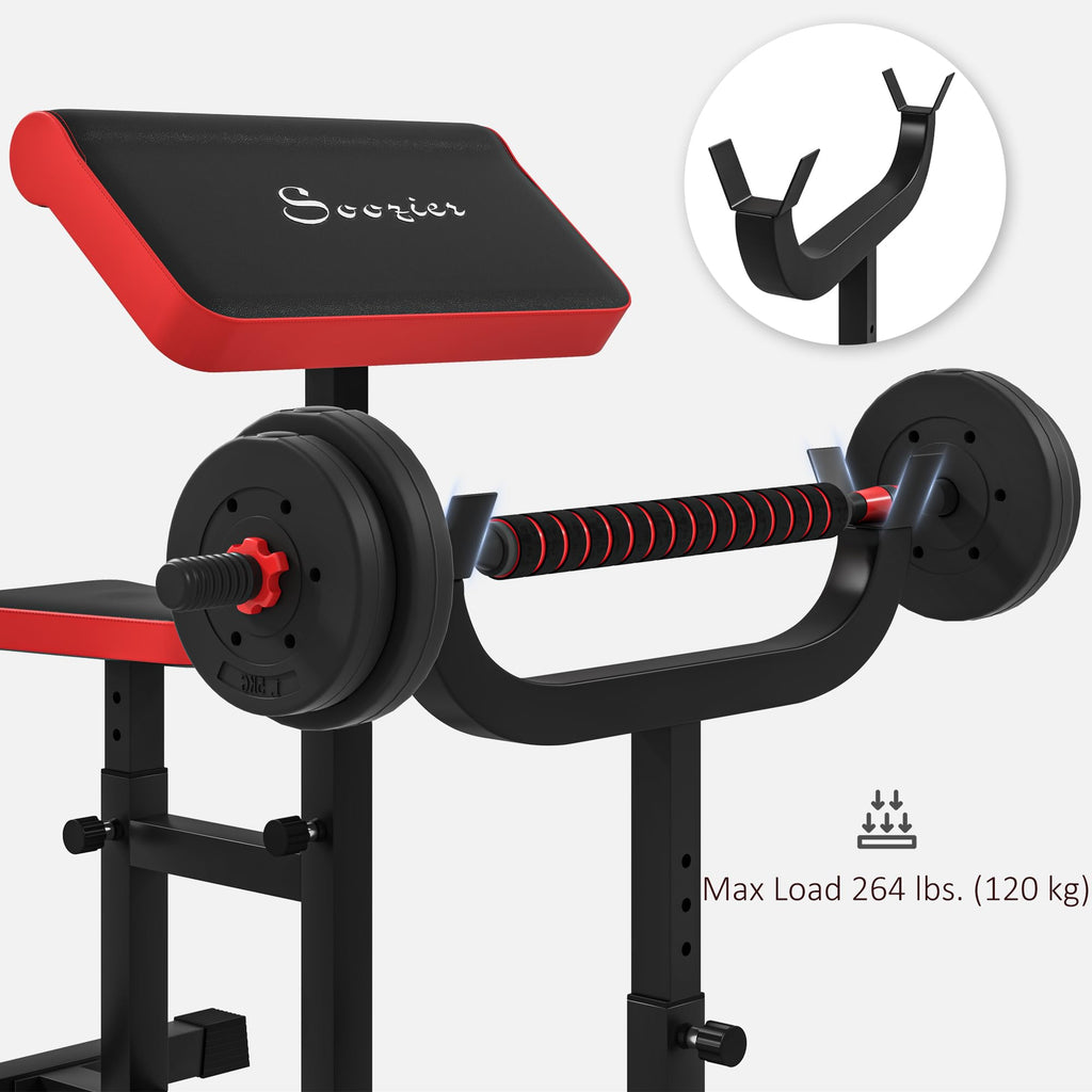 Soozier Adjustable Preacher Curl Bench with Brabell Rack 265 LBS