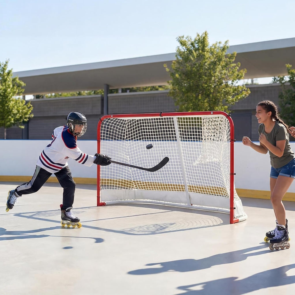 VEVOR Street Hockey Goal, Heavy-Duty Steel Street + Roller Hockey Nets, Durable Hockey Net for Indoor Outdoor Use, Lightweight Portable Training, Easy Assembly for Backyard Park Garage