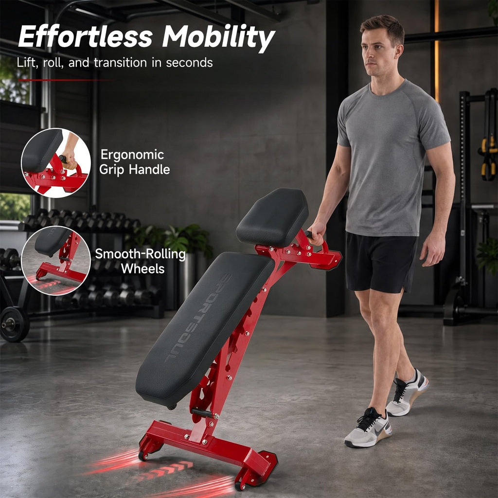 SPORTSOUL 1300LB Weight Bench, 50 Adjustable Positions FID Workout Bench