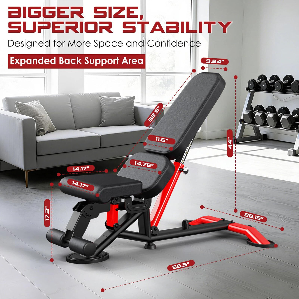 Commercial Adjustable Weight Bench, Heavy Duty 1800LBS