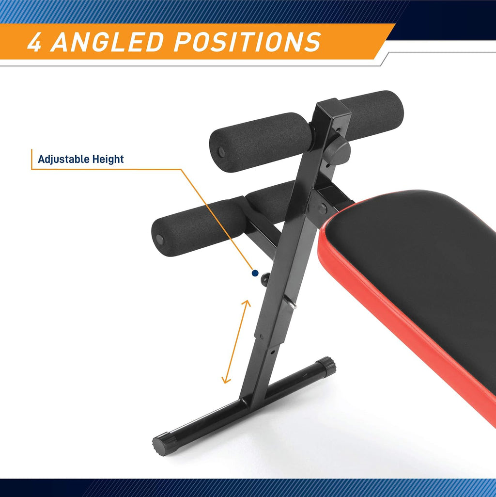 Marcy Utility Slant Board With Headrest Folding Design Adjustable Positions SB-4606 Black/Red 29 x 18 x 59 Inches