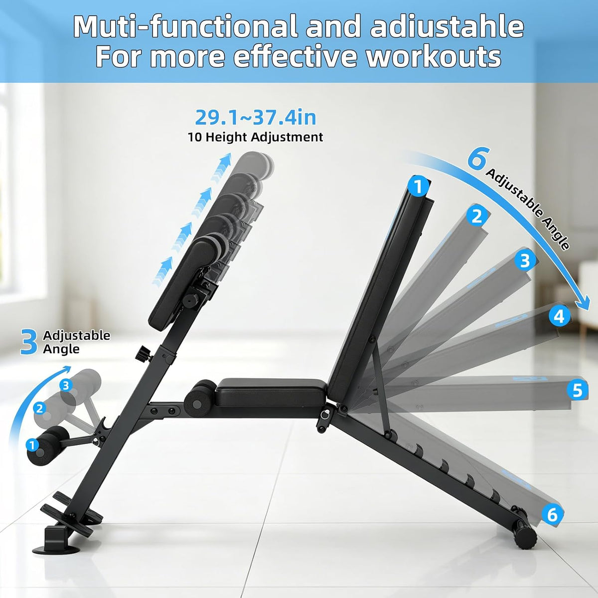 Multi-Functional Weight Bench Adjustable Roman Chair Ab Trainer