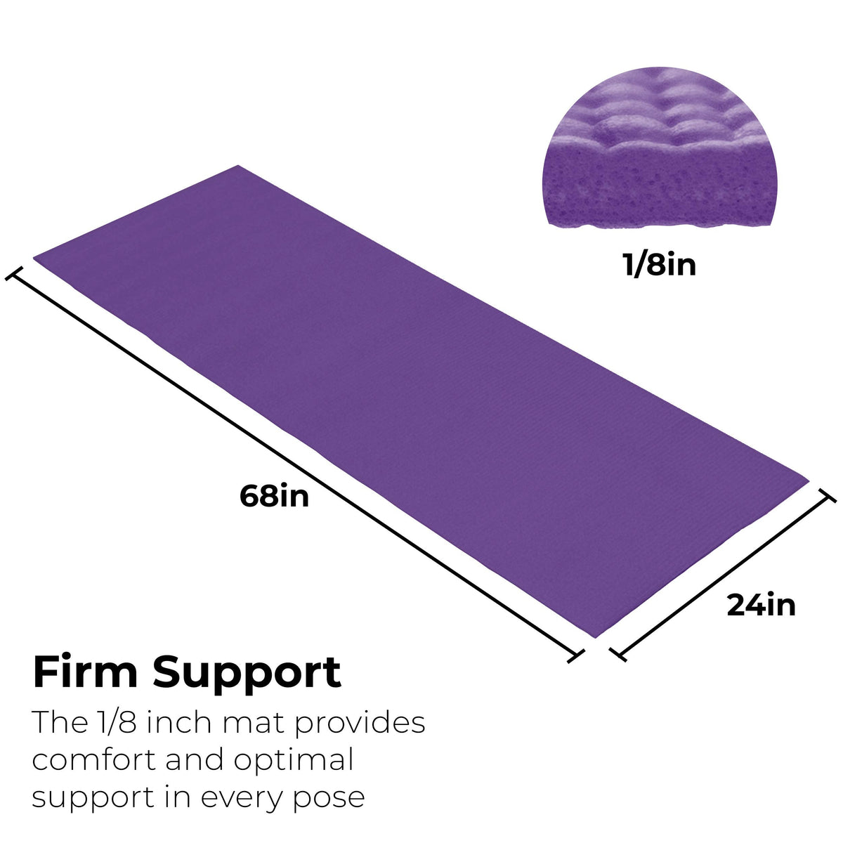 Bulk Yoga Mats, 10 Pack, 4mm Thick, 68x24in
