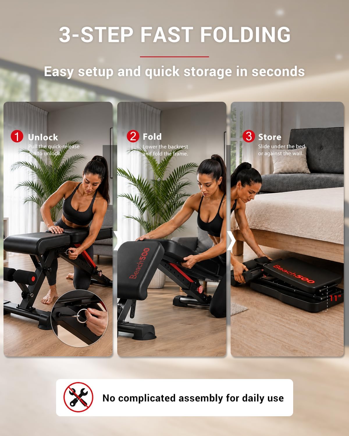 Keppi Weight Bench 900Lb, Adjustable Foldable Sturdy Bench for Home Gym
