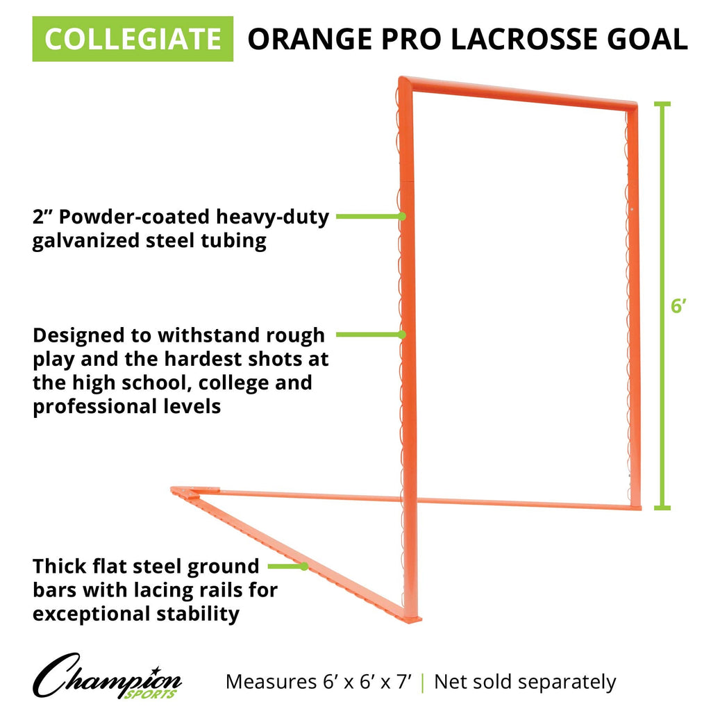 Champion Sports Pro & Collegiate Lacrosse Goal 6x6 ft Steel Frame for Menâs & Womenâs Lacrosse, Training & Game Play