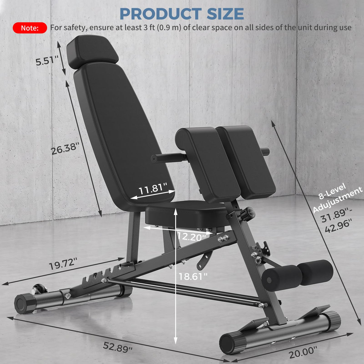 DUMOS Adjustable Weight Bench, 660 LBS Workout Bench Press with 2 Wheels