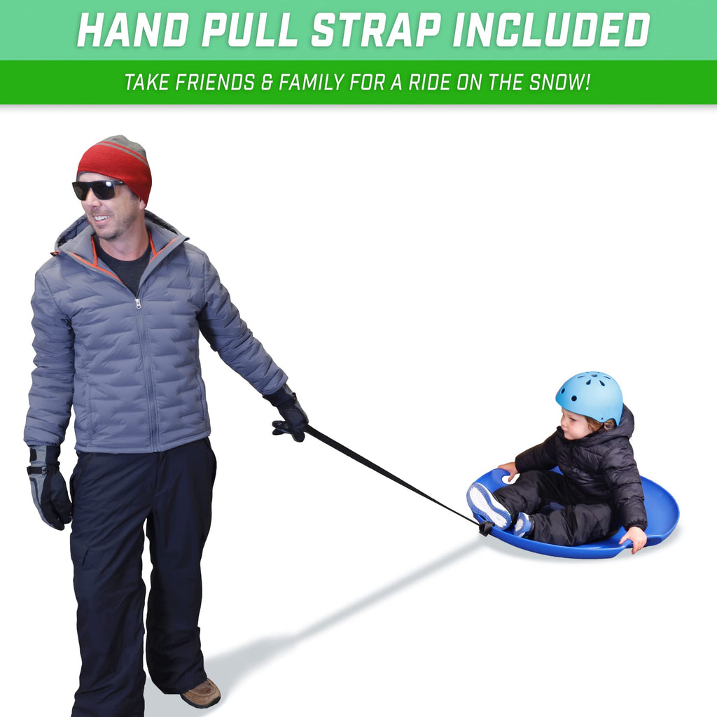 GoSports 29 Inch Heavy-Duty Winter Snow Saucer with Padded Seat and Hand Pull Strap - Choose Your Style