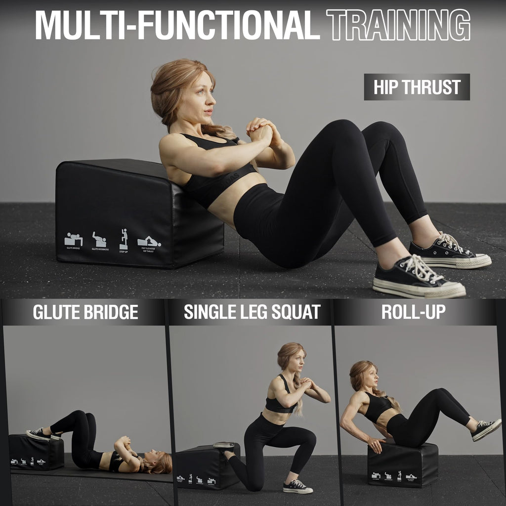 Mikolo Hip Thrust Bench, Hip Thrust Machine at Home for Glute Bridge, Multi-Functional Hip Thrust Box with Non-Slip, Glute Workout Equipment, 700LB Load Capacity, Core & Ab Strength Training