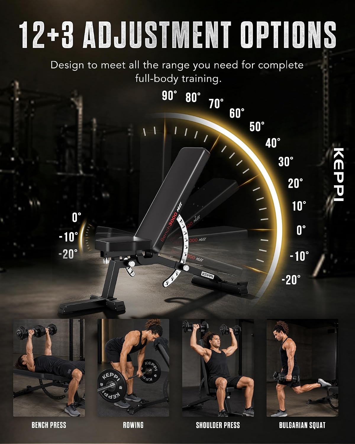 Keppi Fitness Functional Weight Bench - Bench3000 V2 for Leg Extension/Curl