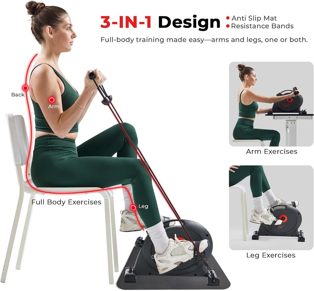Sunny Health & Fitness Smart Mini Cycle, Under Desk Pedal Arm/Leg Exerciser