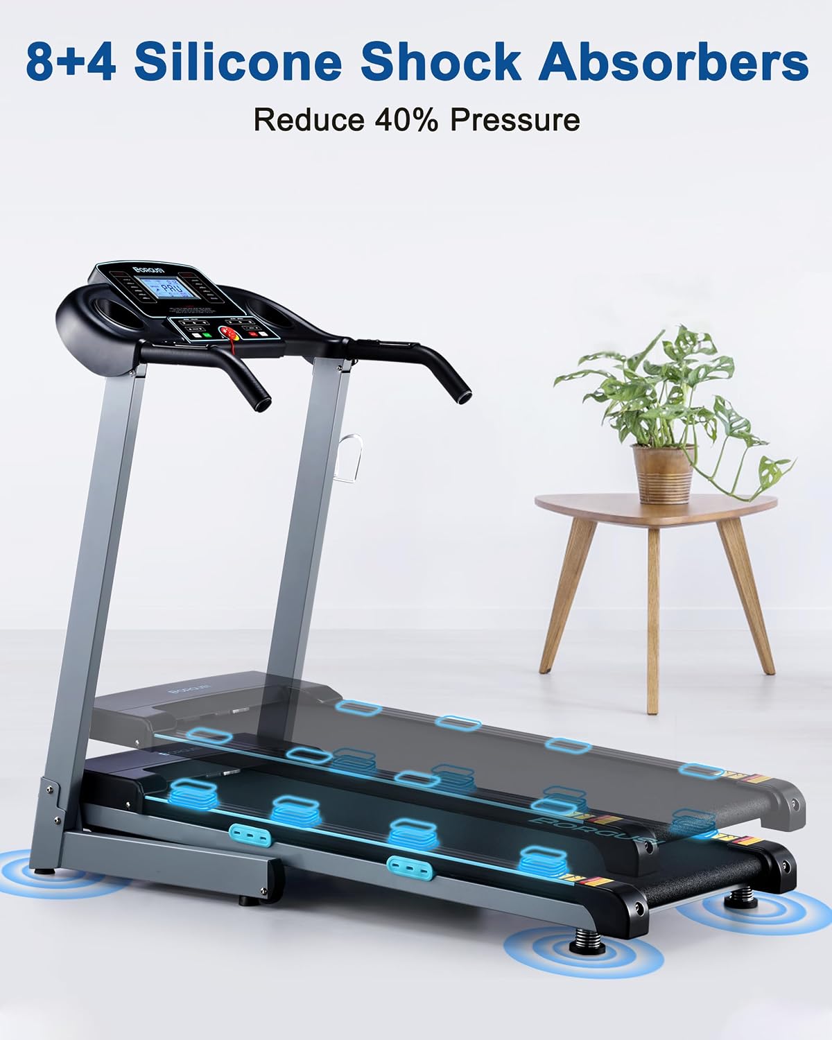 BORGUSI Treadmill with Auto Incline Folding Electric Treadmill for Home