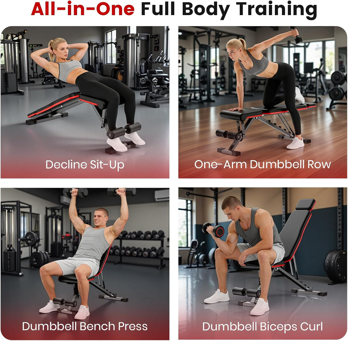 Adjustable Weight Bench for Home Gym, 14-in-1 Foldable Workout Bench