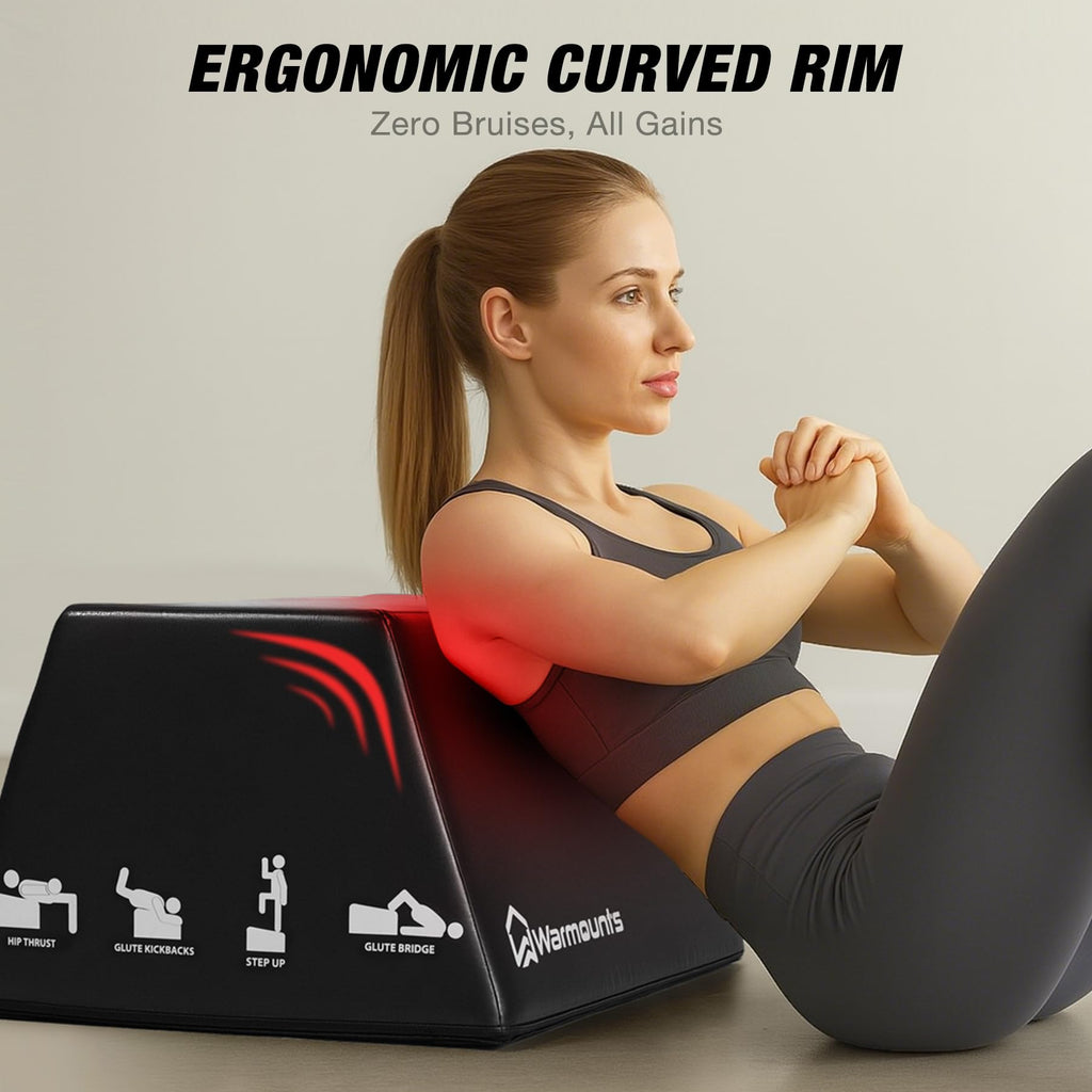 WARMOUNTS Hip Thrust Bench, Multi-Functional Hip Thrust Machine for Strength Training, Glute Bridge Box with Handle, Non-Slip Pad and Smooth Rim Design, for Home and Gym, 700LB Load Capacity