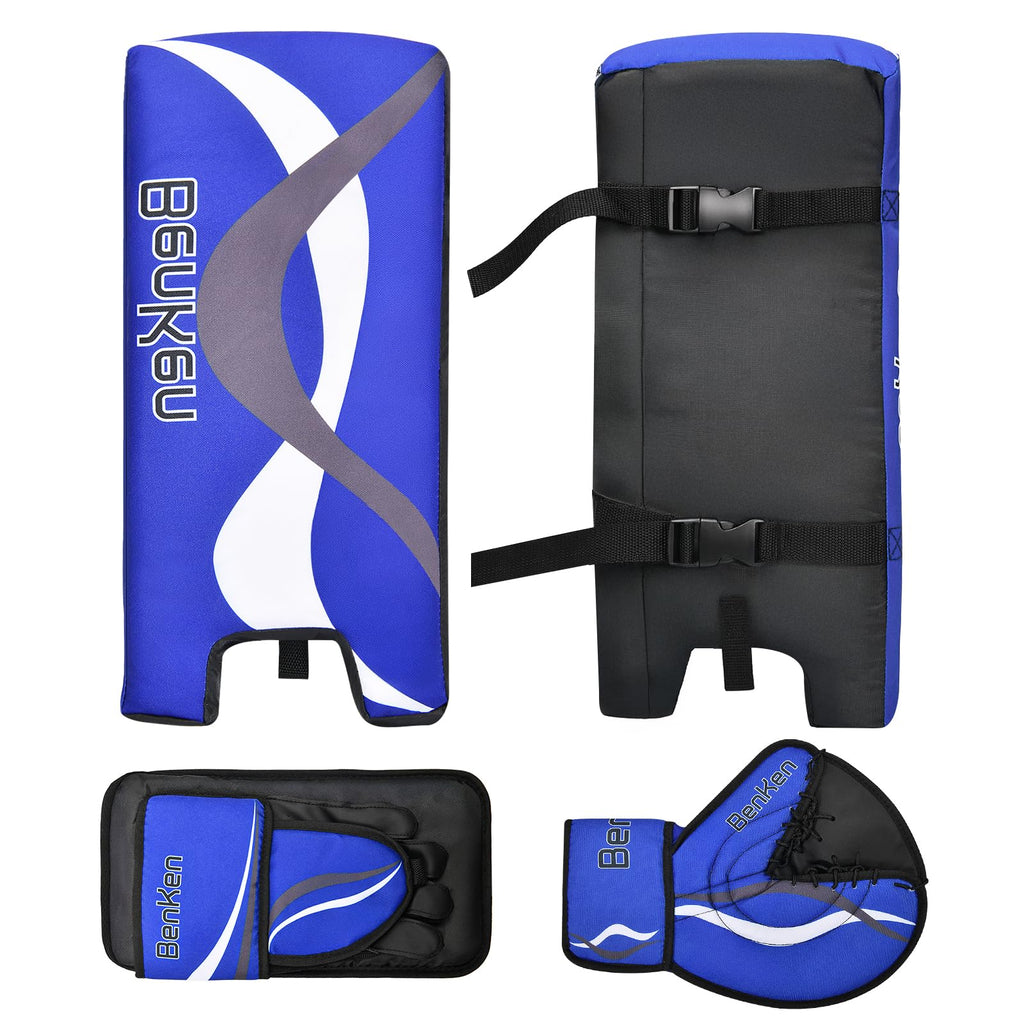 BenKen Street Hockey Goalie Equipment Set, NHL Youth Street Hockey Goalie Pads - Leg Pads, Catch Glove, and Blocker, Youth Goalie Gear