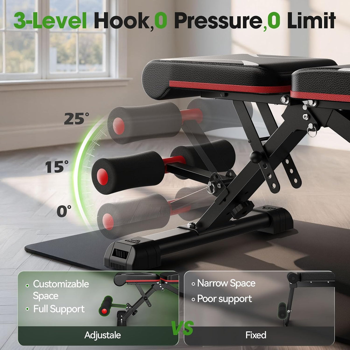 FLYBIRD Adjustable Weight Bench, Full Body Workout Bench for Home Gym