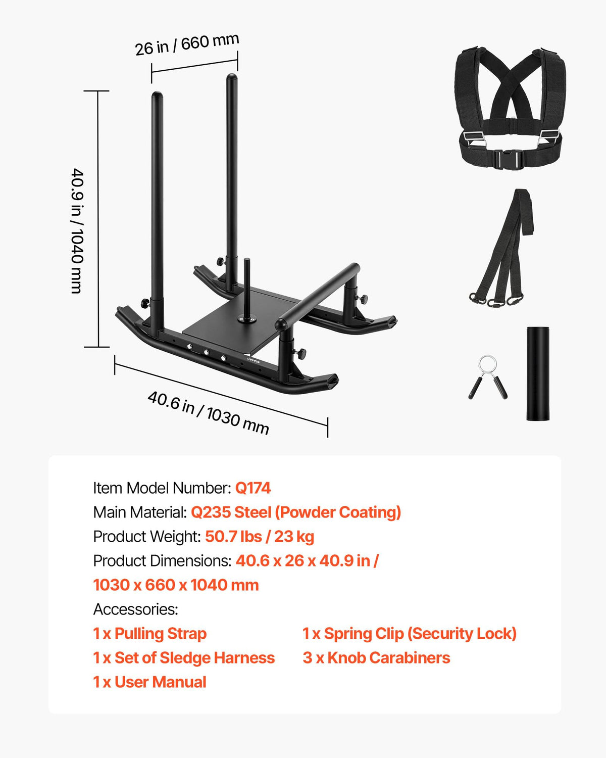 VEVOR Weight Sled,Workout Sled for Push-Pull Running & Strength Training